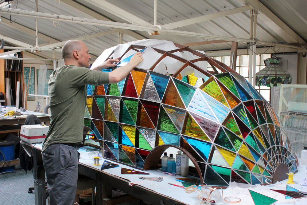 Stained glass driverless sleeper car