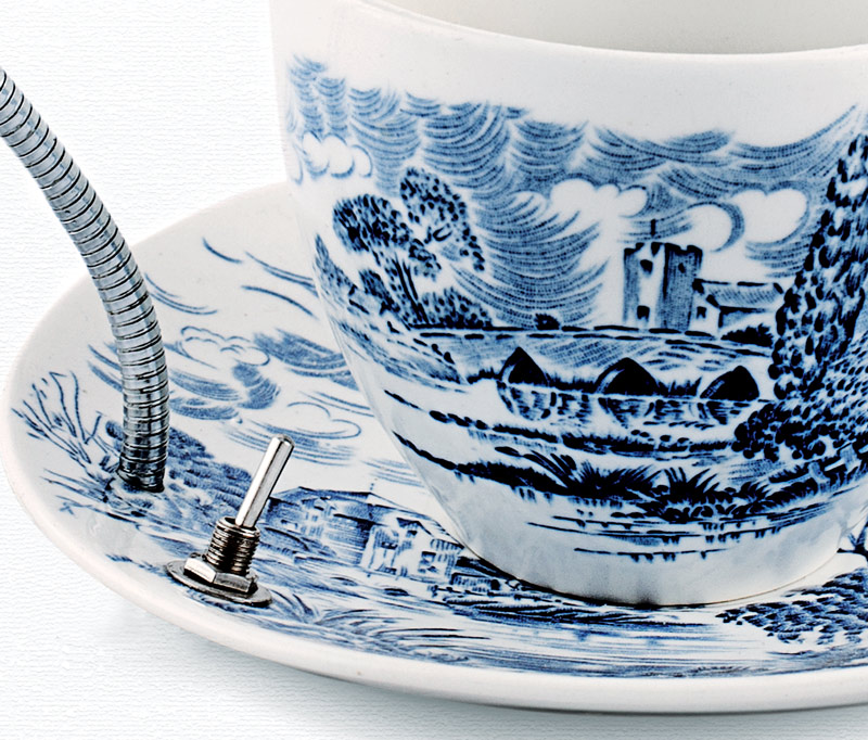 Tea cup and saucer with cooling fan by Dominic Wilcox
