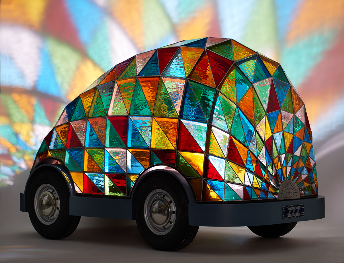Stained glass driverless sleeper car